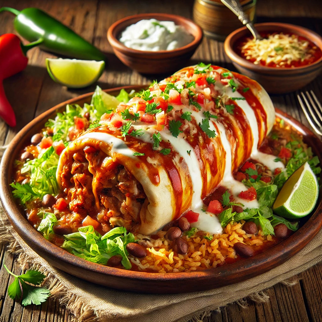 Al pastor / Marinated Pork Wet Burritos