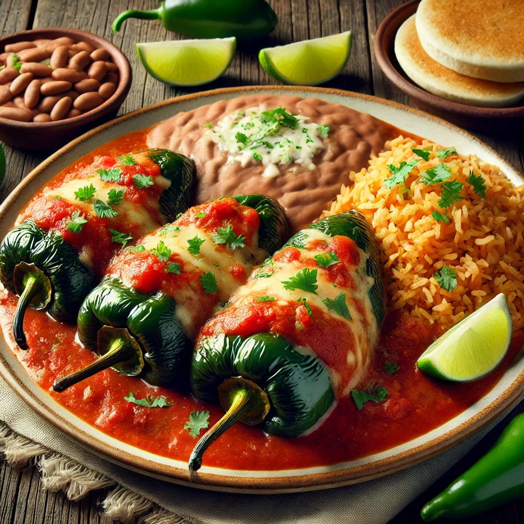 Chile Rellenos - Chile stuffed with cheese Typical Mexican