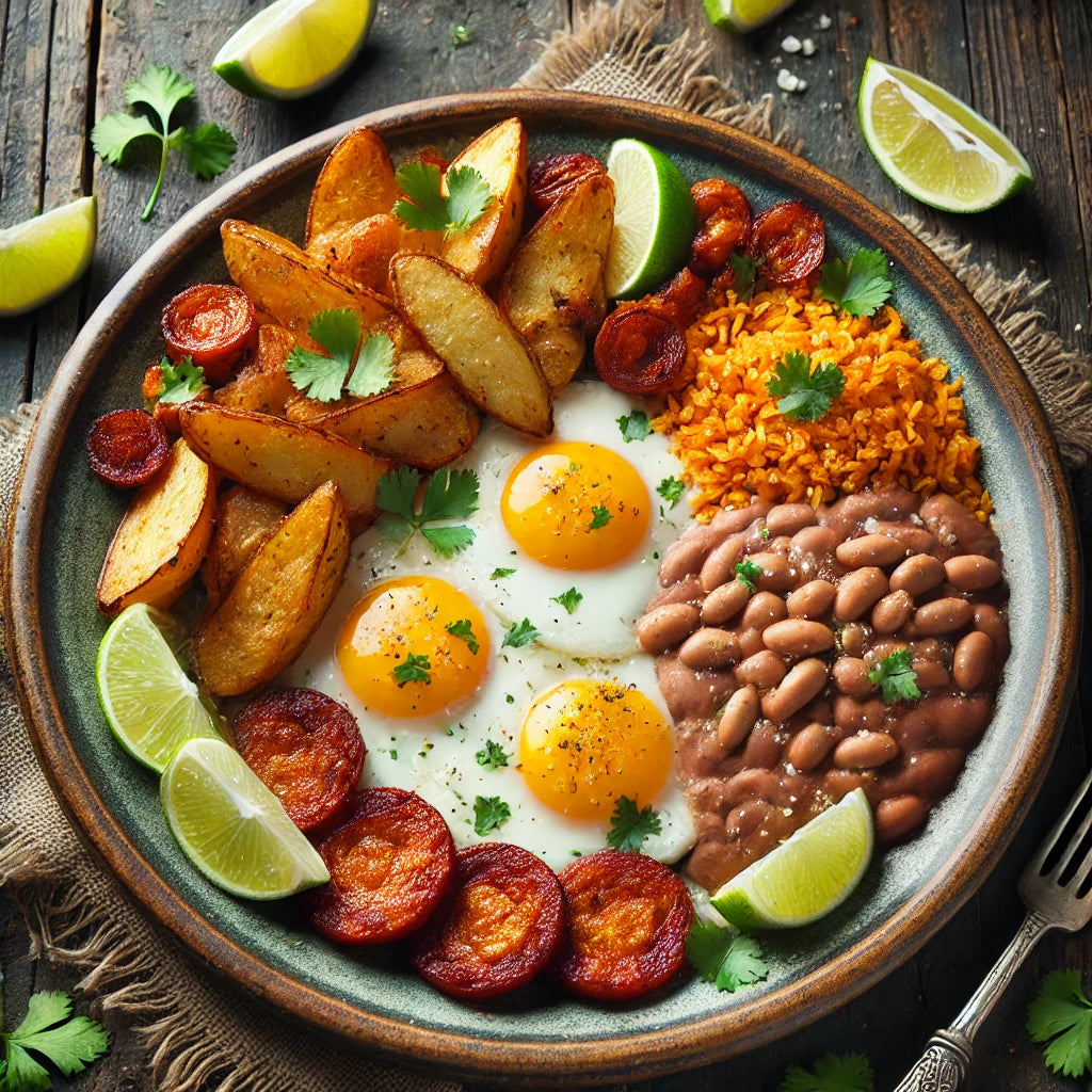 Owens - Home Fries, Eggs, Chorizo, Beans & Rice Breakfast