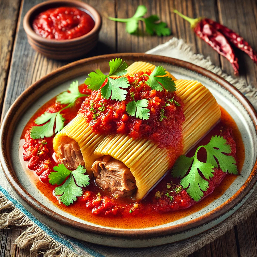 Pork (Pueco con salsa roja) Tamales