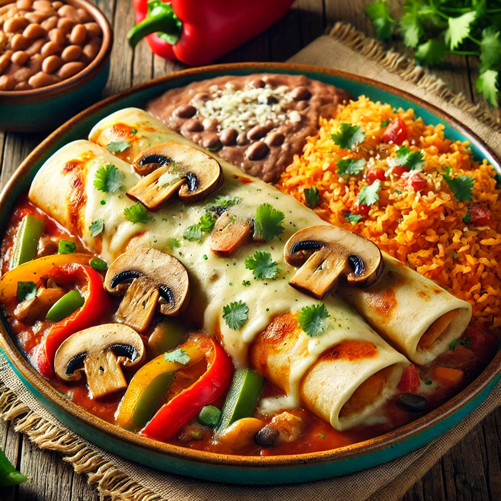 Veggie Enchiladas (Bell Peppers & Mushrooms) Enchiladas